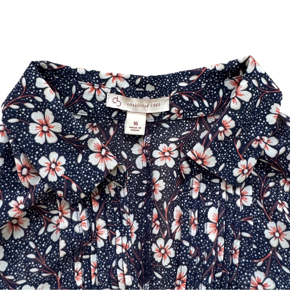 Dress “db Established 1962.” Navy Blue/Pink Dogwood Flowers. A-Line / Cami Slip. - Picture 5 of 16
